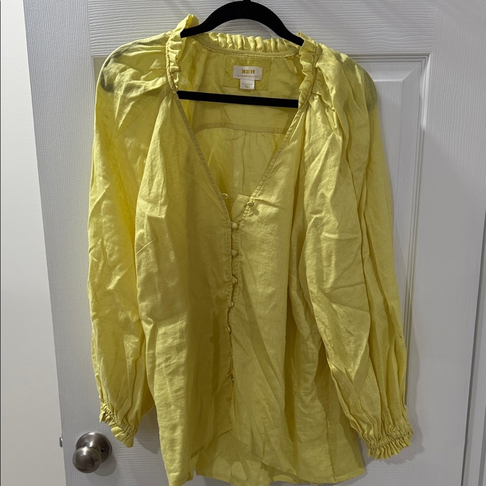 Maeve Bright Yellow Ruffled Blouse